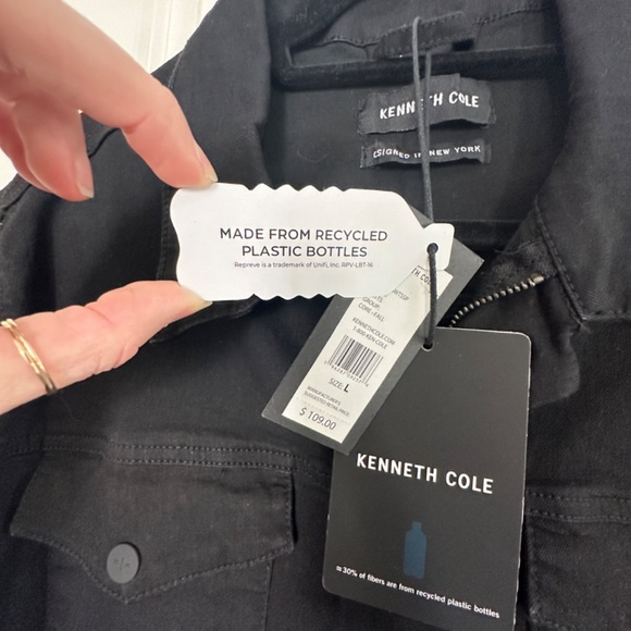 Kenneth Cole Black Denim Jacket Large BRAND NEW WITH TAGS - Picture 6 of 7